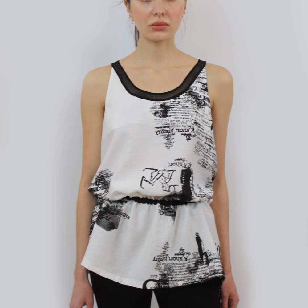 Black  Pattern Tank ST-7410